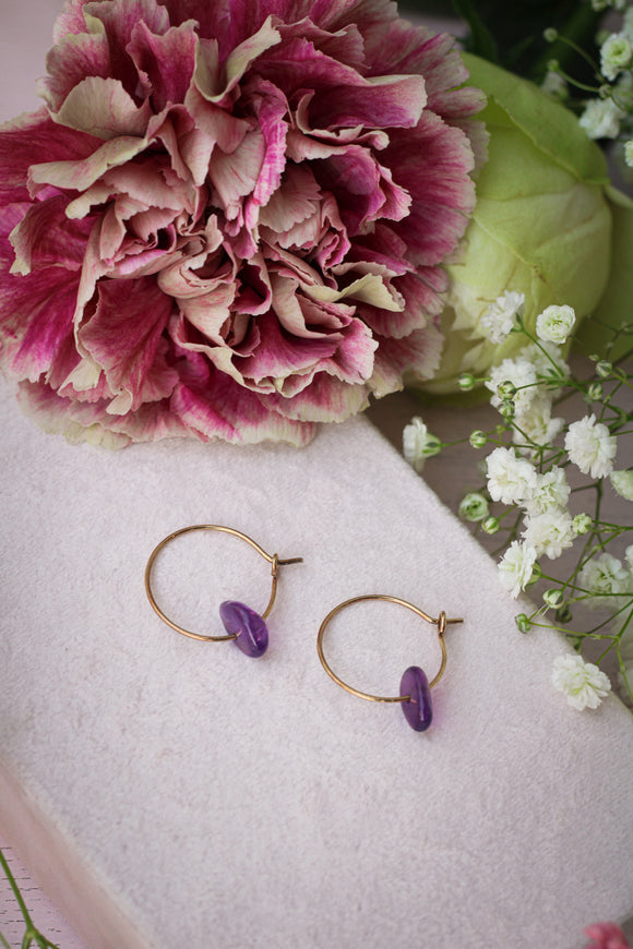 Amethyst Creolen vergoldet