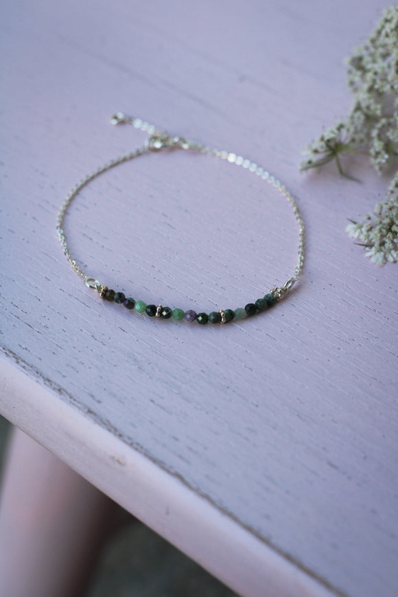 Zoisit-Rubin Silberarmband