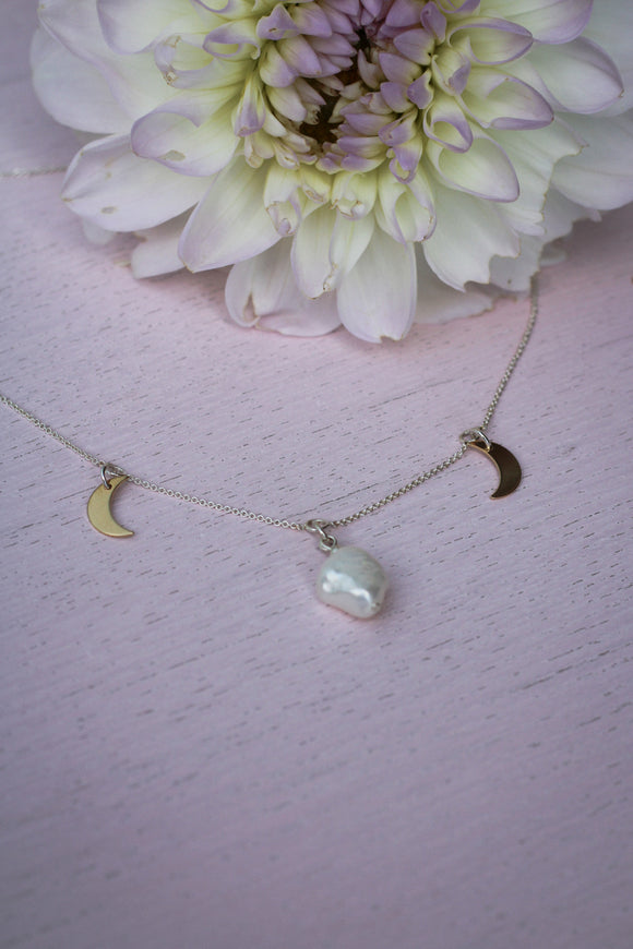 Süßwasserperlen-Kette Silber