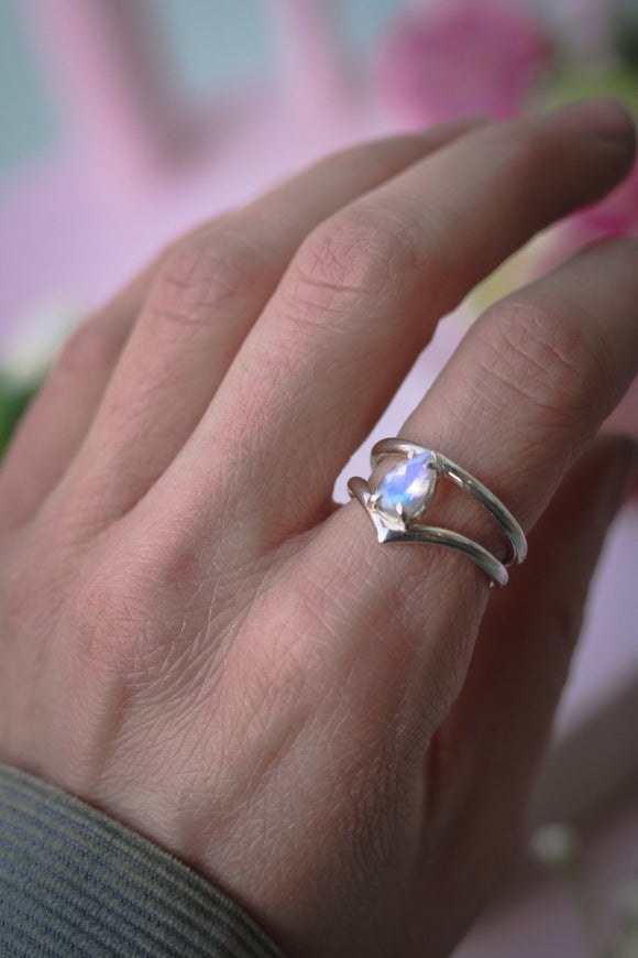 Silberring mit Mondstein Größe 53,5