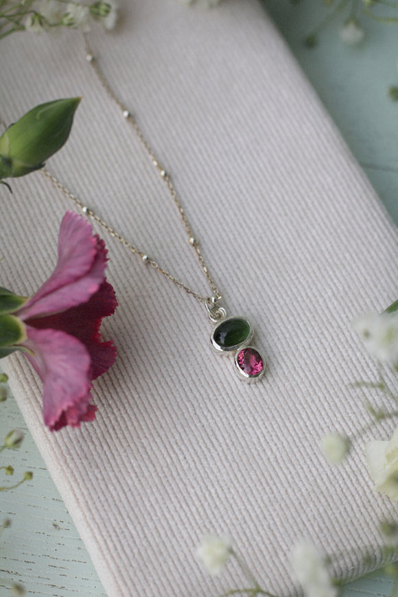 Turmalin Duo mit Silberkette