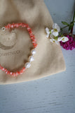 Korallen Armband mit Süßwasserperlen Silber